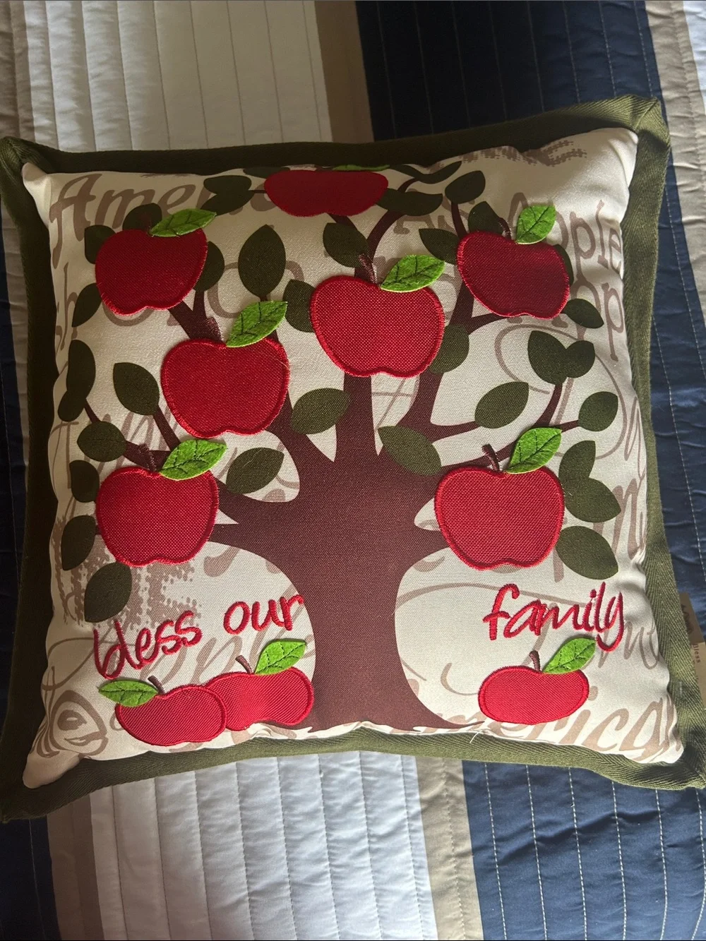 Cracker barrel Bless Our Family Apple Tree Pillow